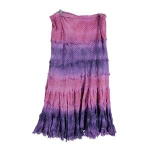 Vintage Kommotion y2k Midi Skirt Pink Purple Metallic Colorblock Tiered Flowy 2X